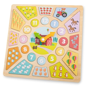 Product New Classic Toys - Wooden Clock and Puzzle with Shapes base image